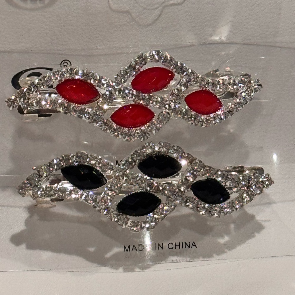 Silver Black and Silver Red Hair Clip Hair Accessory Elegant Design